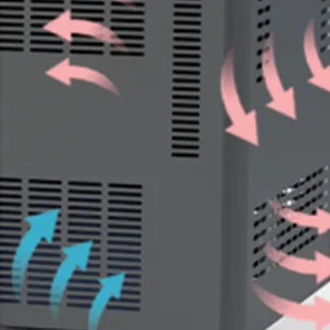 Bottom intake, top exhaust airflow