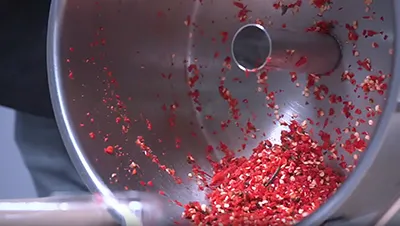 Chopping chili peppers